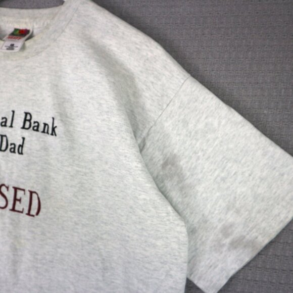 National Bank of Dad CLOSED Vintage Single Stitch 1990s Fruit of the Loom XL - Picture 6 of 8
